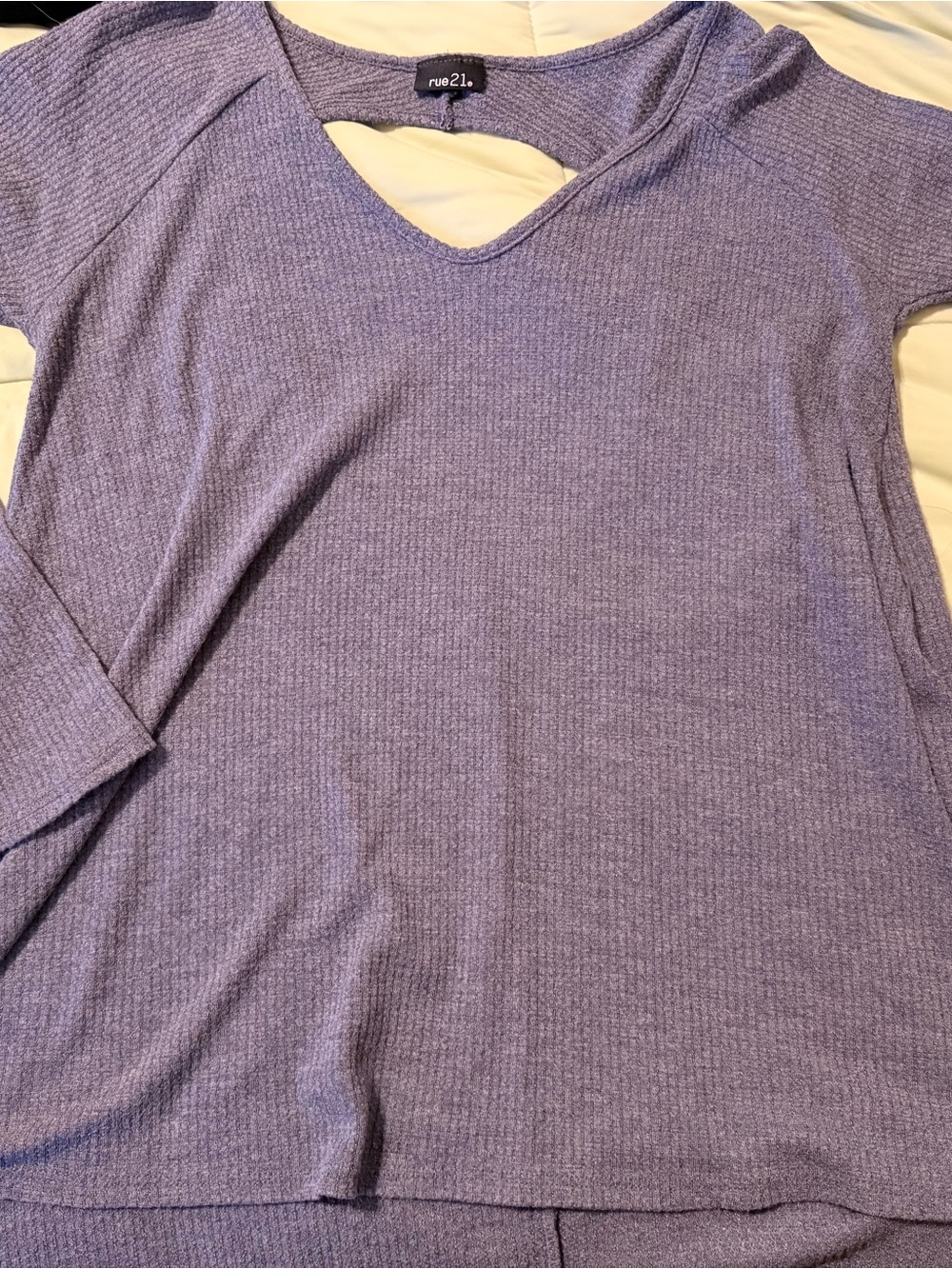 rue21 Lavender Ribbed V-Neck Long Sleeve Top